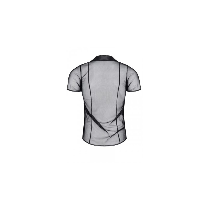 Polo en maille noire transparente - Regnes