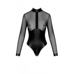 Body Edge zippé avec anneaux F321 wetlook et tulle