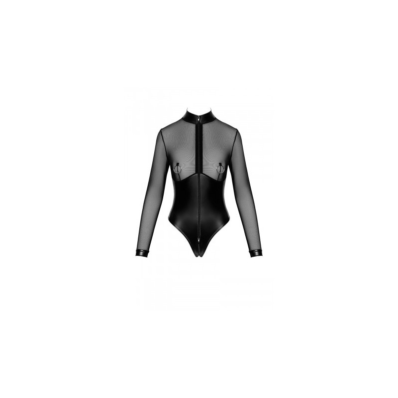 Body Edge zippé avec anneaux F321 wetlook et tulle