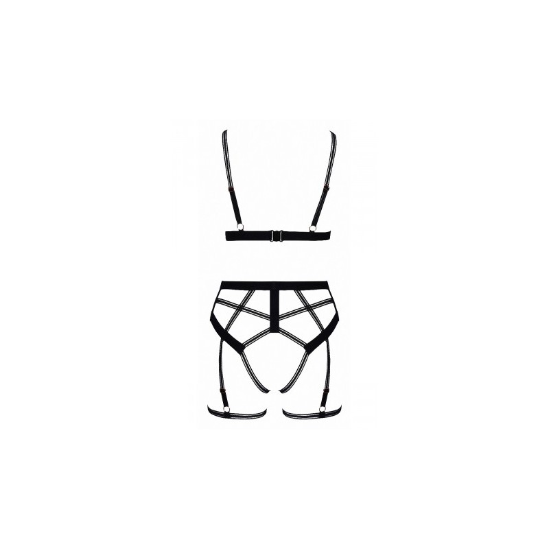 Set lingerie BDSM harnais noir - Cotelli Lingerie