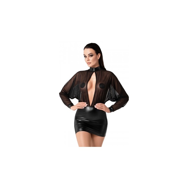 Mini robe Opium F348 wetlook et tulle