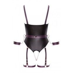 Body à jarretelles ouvert avec menottes - Cottelli Bondage