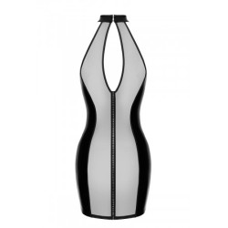 Mini robe tulle et wetlook Luxuria F370 - Noir Handmade