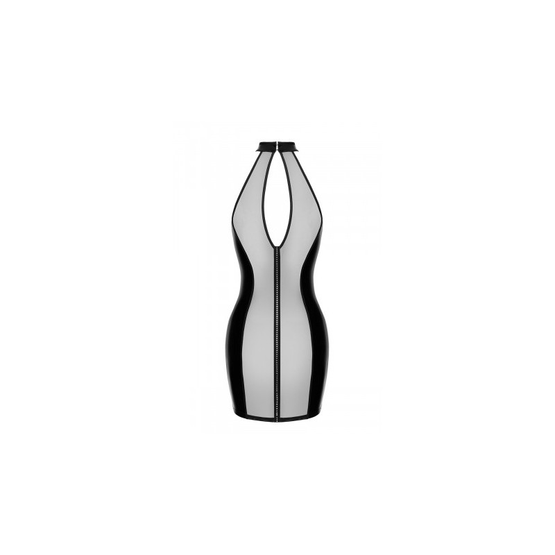 Mini robe tulle et wetlook Luxuria F370 - Noir Handmade