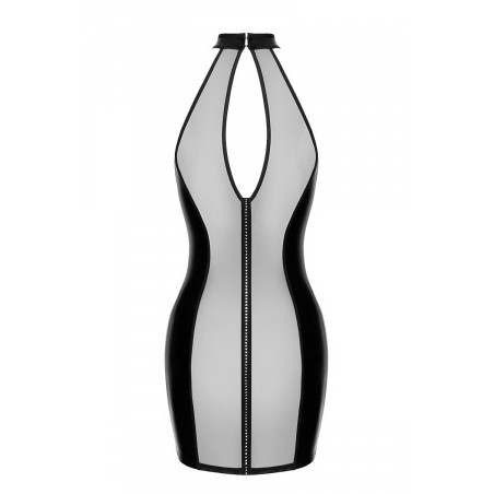 Mini robe tulle et wetlook Luxuria F370 - Noir Handmade