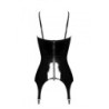Corset porte-jarretelle vinyle Dominae F381 - Noir Handmade