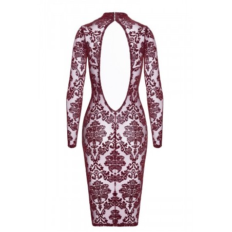 Robe fourreau en tulle floqué Kink Royal F384 - Noir Handmade