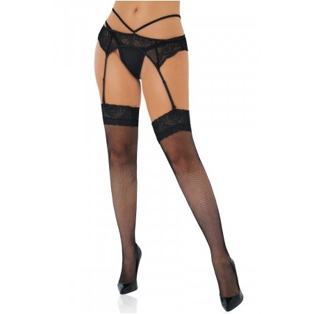 Bas résille Net Stockings with Lace Top - Daring Intimates