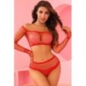 Ensemble lingerie 2 pièces en résille rouge - J Lingerie