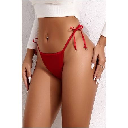 String brodé dans le dos Rouge - Litolu Lingerie