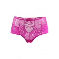 Tanga lacé dentelle taille haute Rose - Litolu Lingerie