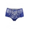 Tanga lacé dentelle taille haute Bleu - Litolu Lingerie