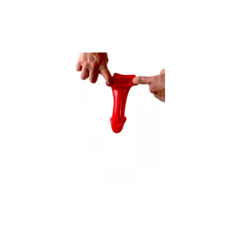 Gaine de pénis semi-réaliste rouge 19x4,5 cm - Zizi