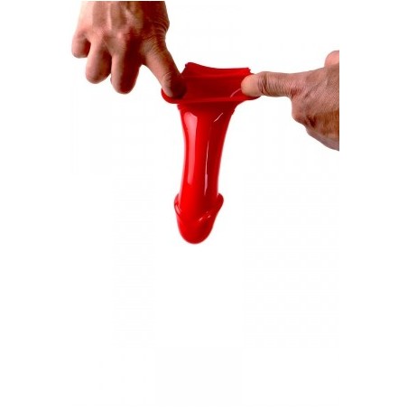 Gaine de pénis semi-réaliste rouge 19x4,5 cm - Zizi