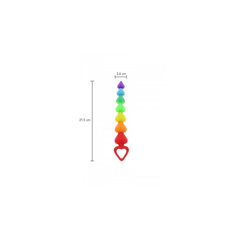 Stimulateur anal Rainbow Heart Beads - Toyjoy
