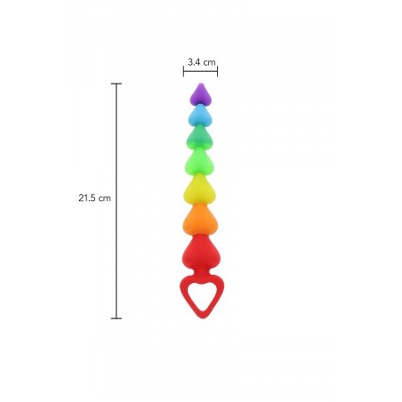 Stimulateur anal Rainbow Heart Beads - Toyjoy
