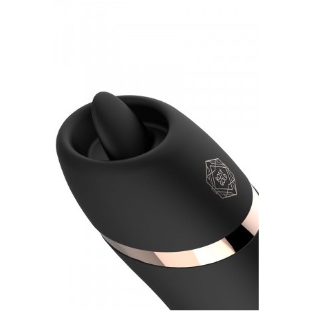 Stimulateur 2 en 1 avec langue vibrante - Rosy Gold