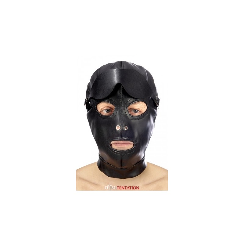 Cagoule simili cuir avec bandeau amovible - Fetish Tentation