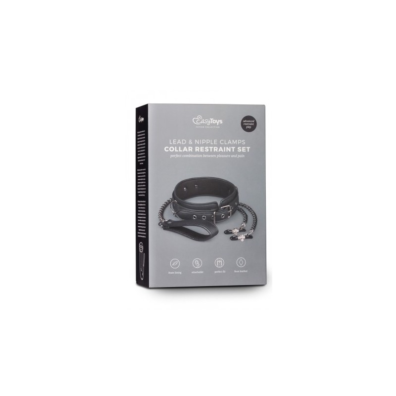 Collier cuir avec chaînes de seins - Easytoys Fetish Collection