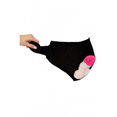 Slip avec pénis en peluche mobile