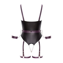 Body bondage à jarretelles noir & violet Cotelli | Sensual-Shop