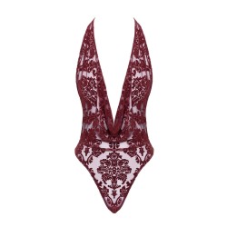 Body en tulle floqué Kink Royal F386 - Noir Handmade