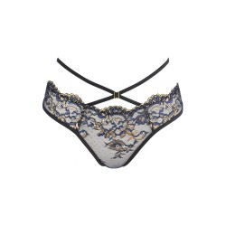 String tulle brodé bleu et or Axami | Sensual-Shop