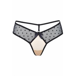 String tulle floqué noir et beige Axami | Sensual-Shop