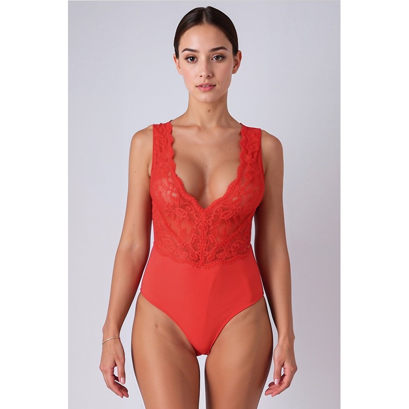 Body rouge Evalie dentelle & microfibre Passion | Sensual-Shop