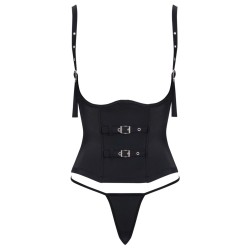 Ensemble corset seins nus noir & string | Sensual-Shop
