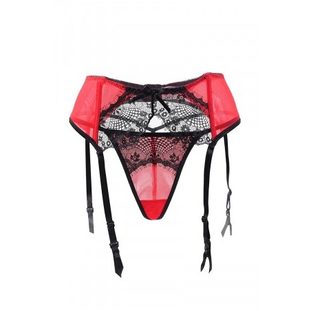 Porte-jarretelles rouge et noir grande taille - Paris Hollywood