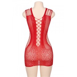 Robe rouge moulante ajourée filet Paris Hollywood
