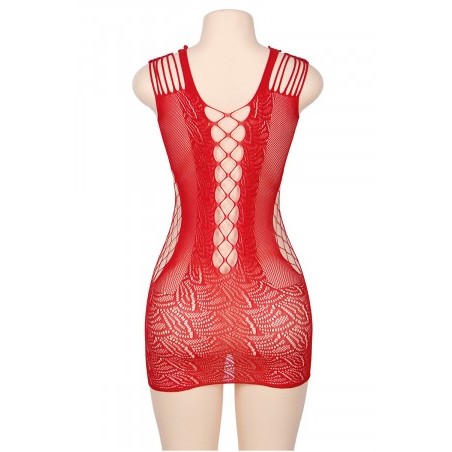 Robe rouge moulante ajourée filet Paris Hollywood