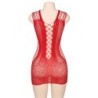 Robe rouge moulante ajourée filet Paris Hollywood