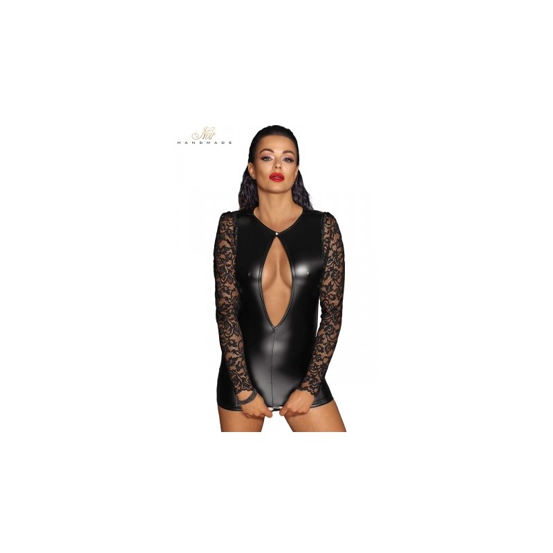 Mini robe wetlook et dentelle F253