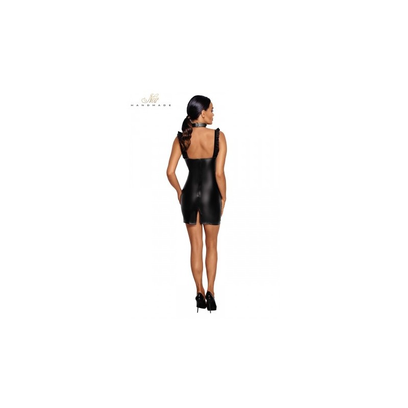 Robe courte wetlook et tulle F257