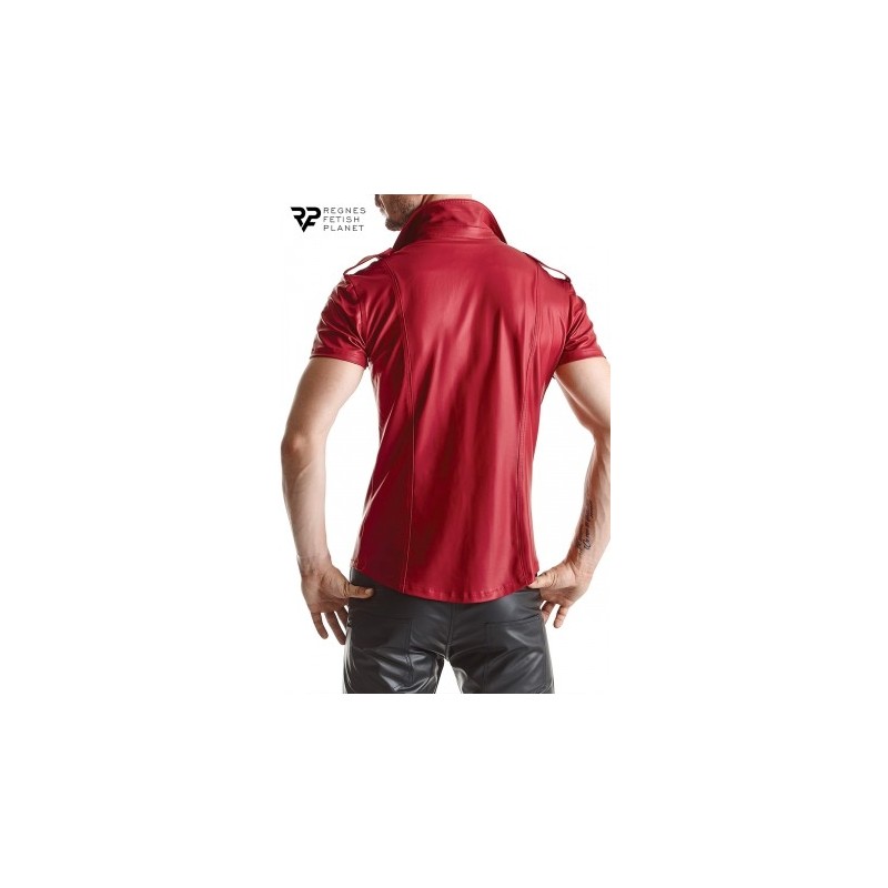 Chemise manches courtes wetlook rouge Carlo - Regnes
